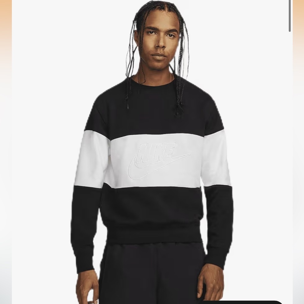 Nike Black & White Men’s Colorblock Crewneck Sweatshirt